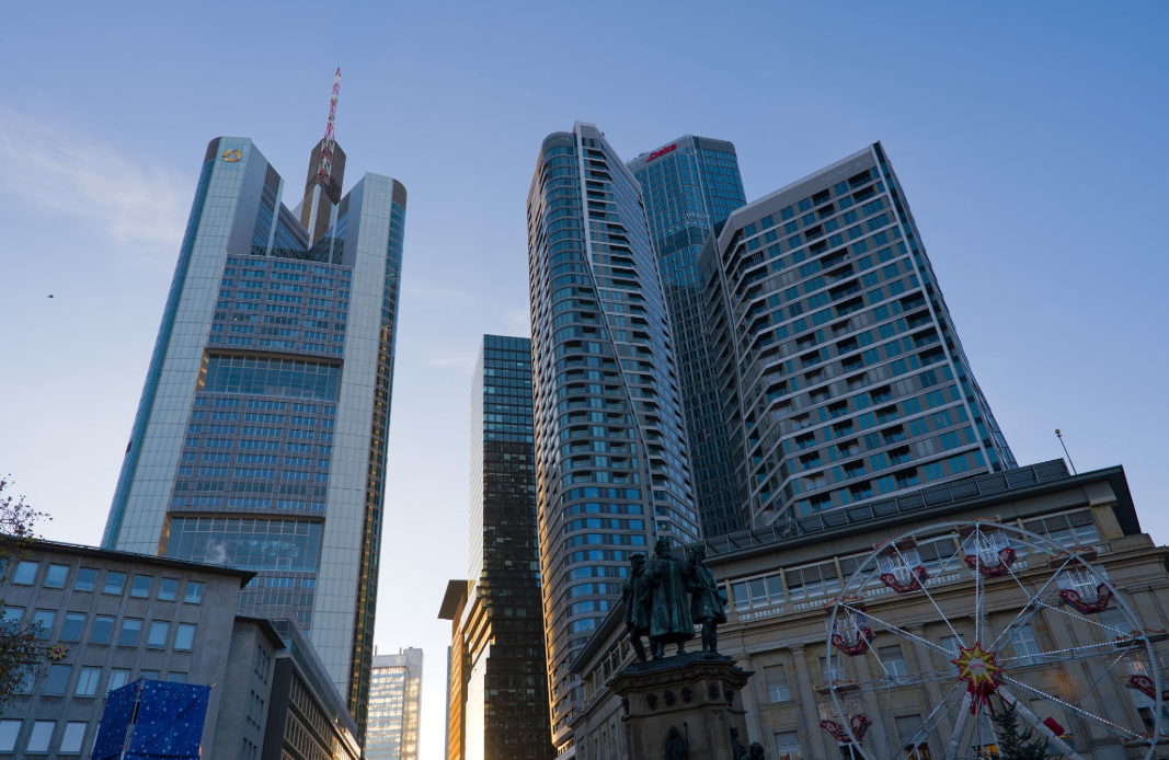 Frankfurt financial district, central to Germany's economic power